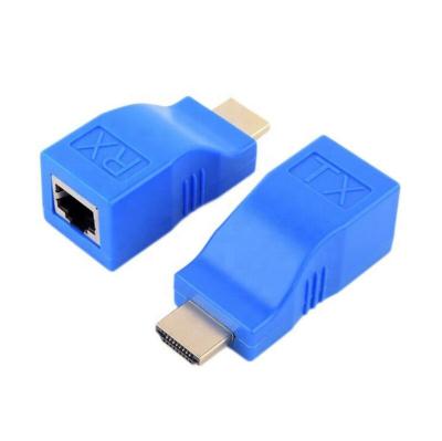 China Full HD 1080P HDMI Blue Extra HDMI To RJ45 Converter For 30M Transmission Distance MGLHDMI040 for sale