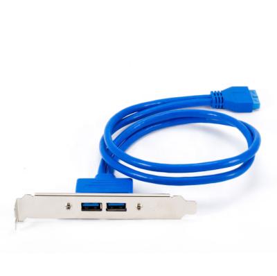 China COMPUTER 0.5M Motherboard 20Pin to Dual Female USB3.0 Extension Bulkhead Cable With Ear USB High Quality Cable for sale