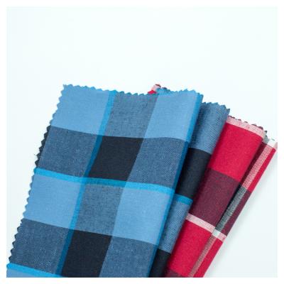 China Summer Fabric Breathable Ramie Cotton Check Yarn Dyed Fabric For Shirt 40*21 for sale