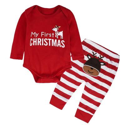 China Breathable Baby Christmas Romper Toddler Kids 2pcs Newborn Christmas Outfits Clothes Set for sale