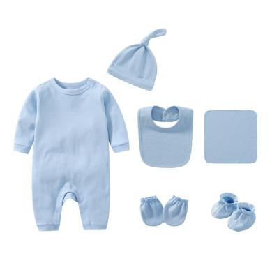 China OEKO-TEX CERTIFICATE High Quality Baby Romper Set Hood Bib Comforter 6pcs Newborn Gift Box for sale