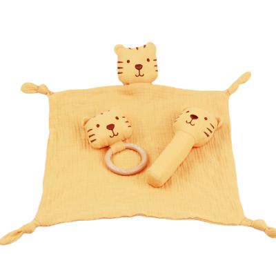 China Protective New Tiger Doll Baby Toys Appeasing Rattle Gauze Comforter Toys Baby Gift Nooer Towel Baby Stick for sale