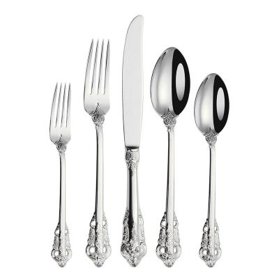 China Viable Royal Stainless Steel Flatware Gold Silverware Vintage Wedding Flatware Set Luxury for sale