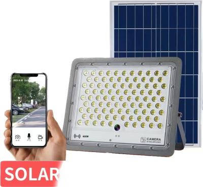 China Lighting and Monitoring Solar Floodlight With Camera Solar Energy System Outdoor 150w 300w Floodlight Security Camera With Solar Panel Easy Installation for sale