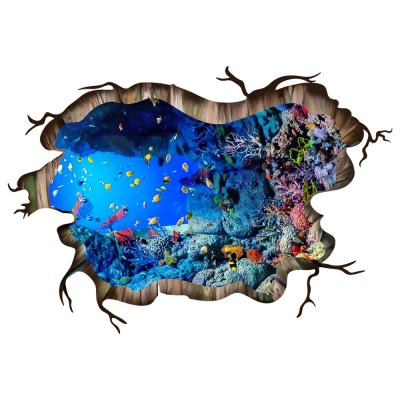 China Waterproof+Eco-friendly 3D Design Underwater World Home Sticker Living Room Decoration Decal PVC Sticker for sale