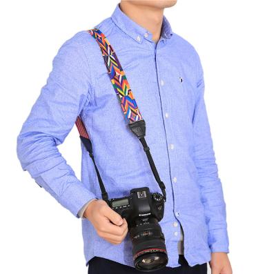 China Wholesale Cheap Colorful Embroidered Belt Woven Multi Shoulder Strap Climbing Rope Style Canvas Camera Neck Strap Vintage Color Camera REWIN for sale