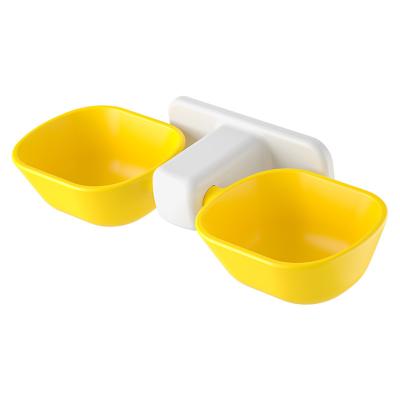 China Cat Bowl Plastic Dog Sustainable Double Rolls Automatic Hanging Food Basin Pet Water Feeder for sale