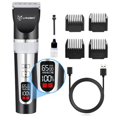 China LANGBA 4 Speed ​​Sustainable Rechargeable Pet Clippers Cat Dog Electric Grooming Remover Professional Cutting Machine with Battery Indicator for sale