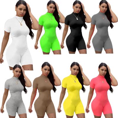 China Shunying OEM Breathable Clothes Pour Women Bodycon Stylish White One Piece Biker Short Overalls Rompers Outfit for sale