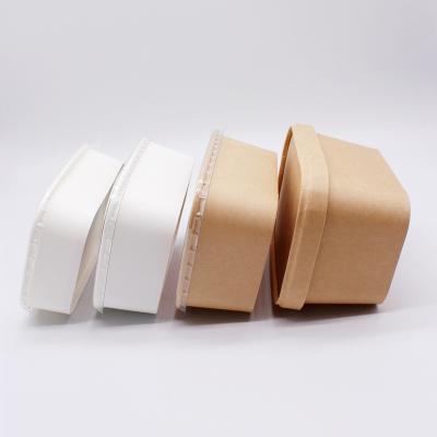 China Recycled Materials Wholesale Customized Multifunctional Kraft Paper Square Salad Noodle Soup Cup Bowl for sale