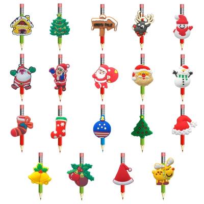 China China Christmas Pen Cover Straw Topper Christmas Claus Pen Cover Pencil Cap School Office Supply Teacher Student Stationery Xmas Gift for sale