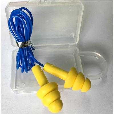 China Silicone Tied Ear Plugs Tree Reusable Soundproof Waterproof Swimming Pairs Train Rope Earplugs With String for sale