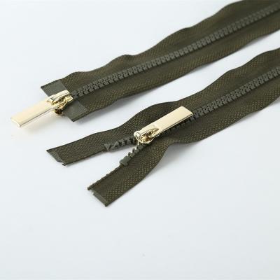 China Other Hot Sale 5# Double Resin Zipper With Antifading Gold Plated Slider for sale