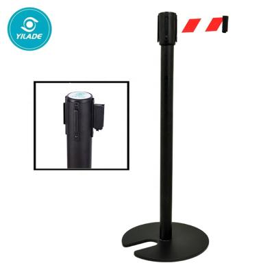 China New Type Stainless Steel Crowd Control Belt Retractable Barrier Systems Stand Up Queue Pole Barrier Post for sale