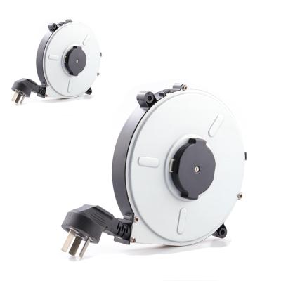 China White Retractable Consumer Electronics Cable Reel 1.2~1.8m Extension Power 3 Pin Cord Reel For Consumer Electronics Equipment for sale