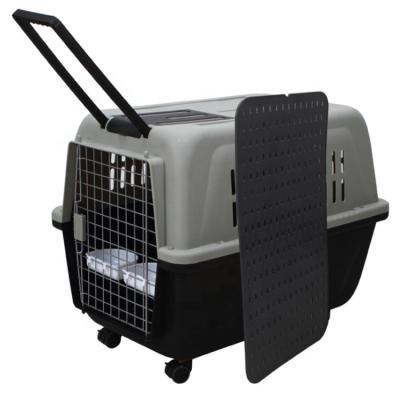 China Breathable Plastic Dog Travel Carrier On Wheels Airline Approved Dog Kennel for sale