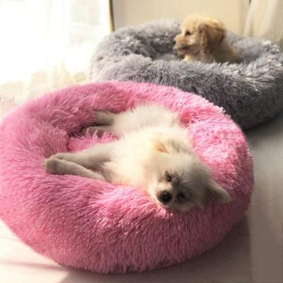 China Best Seller Waterproof Fleece Amazon Fluffy Donut Cat Pet Dog Bed for sale