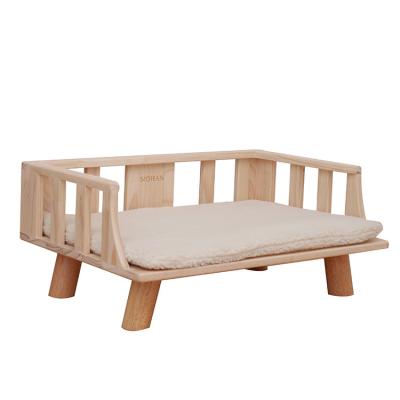 China Cooling Pet Supplies Eco-Friendly Bamboo Wooden Pet Sofa Pad Solid Wood Bed Cat Sleeping Bed Amazon Hot Sale Pet Furniture for sale