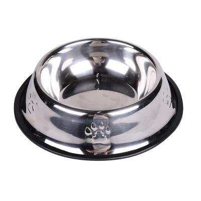 China Small Medium Large Viable Gogopet Pet Feeder Bowl Stainless Steel Dog Food Bowl With Rubber Base for sale