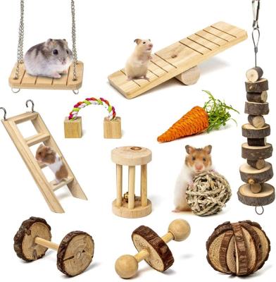 China Sustainable Wholesale 11 Pcs Natural Wooden Roller Teeth Care Toy Hamster Chew Toys Molar Sets for sale