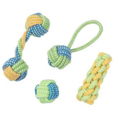 China Wholesale Custom Logo Viable Bite Resistance Green Durable Rope Ball Set Dog Toys for sale