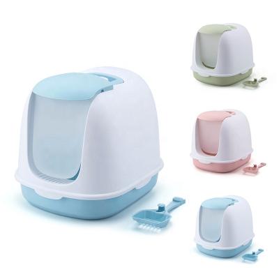 China Cat Clean Up Products Plastic Large Space Cat Toilet Box Cat Litter Box Viable Sandbox for sale