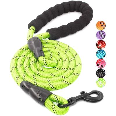 China Highly Strong Reflective Round Nylon Rope Dog Leash DETACHED With Comfortable Padded Handle for sale