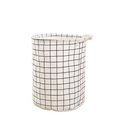 China Bathroom Contemporary Waterproof Collapsible Geometry Dirty Hamper Storage Basket Large Capacity Cotton and Canvas Dirty Laundry Hamper for sale