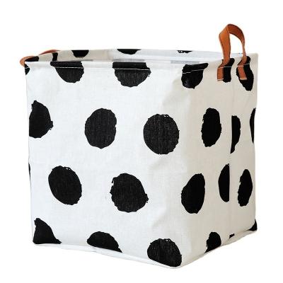 China Large Contemporary Dots Square Drawstring Dirty Clothes Toys Large Square Folding Dirty Bucket Storage Barrel Basket for sale