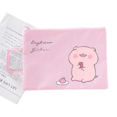 China Cute Storgae Student Test Stationery Cartoon Paper Storage Bag Pig Pattern Carrier Handbag Folder Holder for sale