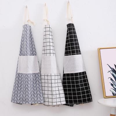 China Wholesale Cheap Cotton Printed Custom Logo Kitchen Geometry Cleaning Apron Simple Style for sale