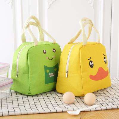 China Wholesale Portable Storgae Lunch Bag Zippered Cartoon Canvas Multicolor Cooler Picnic Lunch Bag With Handles for sale