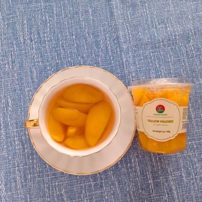 China Factory Wholesale 7oz / 198g Canned OEM Canned Yellow Peach In Light Syrup In Plastic Cup for sale