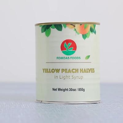 China Wholesale Canned 820g Canned Sweet Yellow Peach Halves In Light Syrup for sale