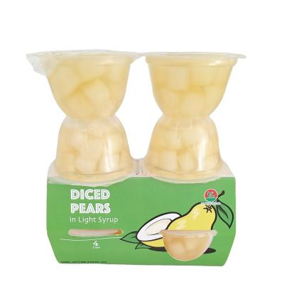 China Hot Sale Canned 4oz/113g Canned Fresh Sliced ​​Snow Pear In Fruit Juice In Plastic Cup for sale