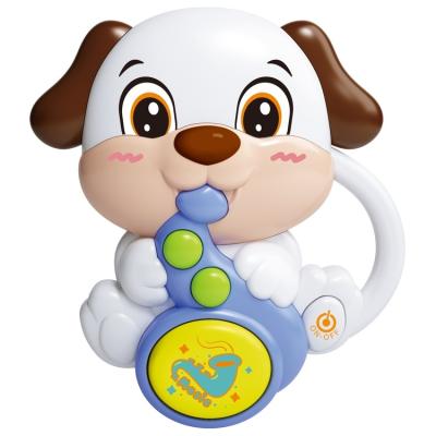 China Wholesale Cute Cartoon Dog Saxophone Music Toy With Light Baby Educational Growth Toy 17.50*4.50*15.5cm for sale