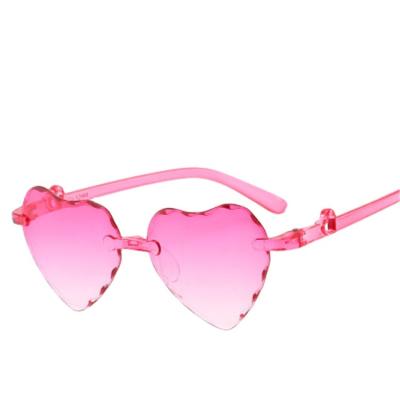 China Fashion Rimless Kids Sunglasses Heart Shape Transparent Lenses Trend Children 2018 CE Sunglasses Uv400 for sale