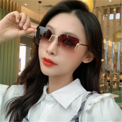 China China New Fashion Women's And Men's Flat Sun Glasses Rectangular Rimless Sunglasses for sale