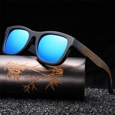 China Fashion Sunglasses Handmade Color Men Polarized Wooden Vintage Mirror Bamboo Frame Custom Sunglasses for sale