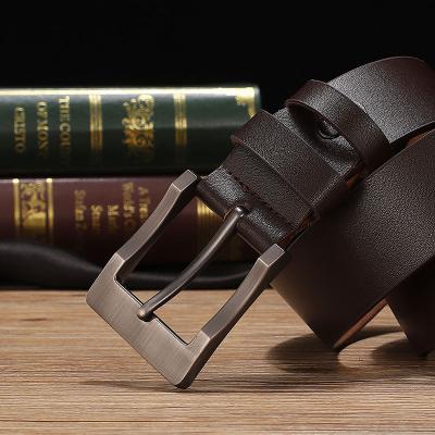 China Cow Hide Men's Top grade belt buckle casual style  stitch pin buckles trend genuine leather belts for sale