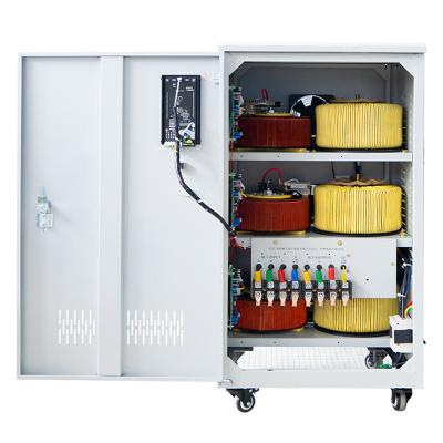 China SVC Green Power SJW-100KVA 3 Phase Industrial Automatic Voltage Stabilizers Regulators With Servo Motor for sale