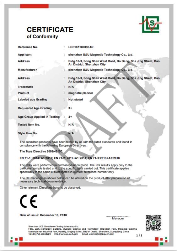 CE - Shenzhen U&u Magnetic Technology Co., Ltd.