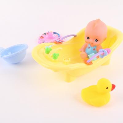 China Toy Factory Sale Various Widely Battery Operated Used Small Novelty Toys Vinyl Baby Shower Set With Yellow Tub And Bath Ring for sale