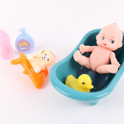 China New Toy Factory Manufacture Various Cheap Toys Vinyl Battery Operated Baby Shower Set With Green Tub And Bear for sale