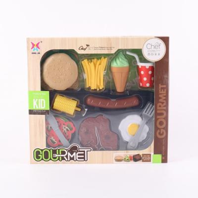 China Plastic Durable Using Low Price PP Burger And Steak Combo Pretend Play Toy for sale