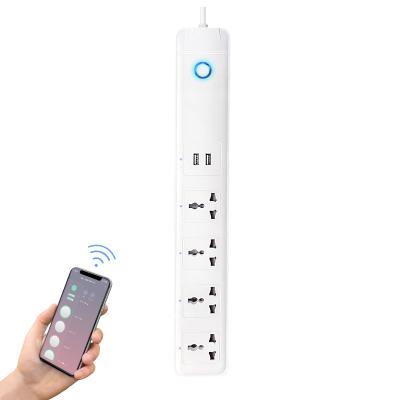 China Many Most Popular 10A Residential/General Purpose Power Strip Tuya Wifi Smart VDE Plug 4 AC Outlets And 2 USB Ports Universal Extension Board for sale