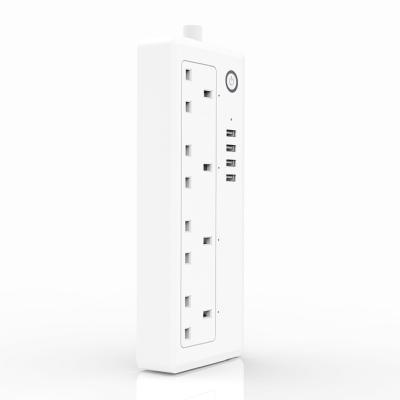 China New Trend UK Standard 4 residential/general purpose 4 outlets and 4 USB Smart Life Wsmart Switch wifi extension socket support Amazon Alexa for sale