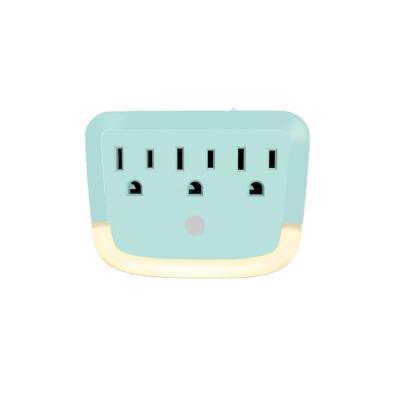 China New Product Residential / General Purpose Many US Standard Colorful Power Adapter With LED Night Light Multi Outlet Plug Supplement for sale