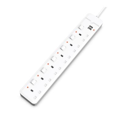 China 2021 Residential / General Purpose How To Sell 2 USB Cable Extension UK Plug With Individual Switched Electrical Outlet Power White Strip for sale