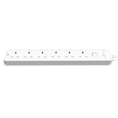 China High Quality UK Standard Outlet Extension Strip 6 Power Electrical Outlet Master Switches Outlets Residential/General Purpose 6 Extension Socket for sale